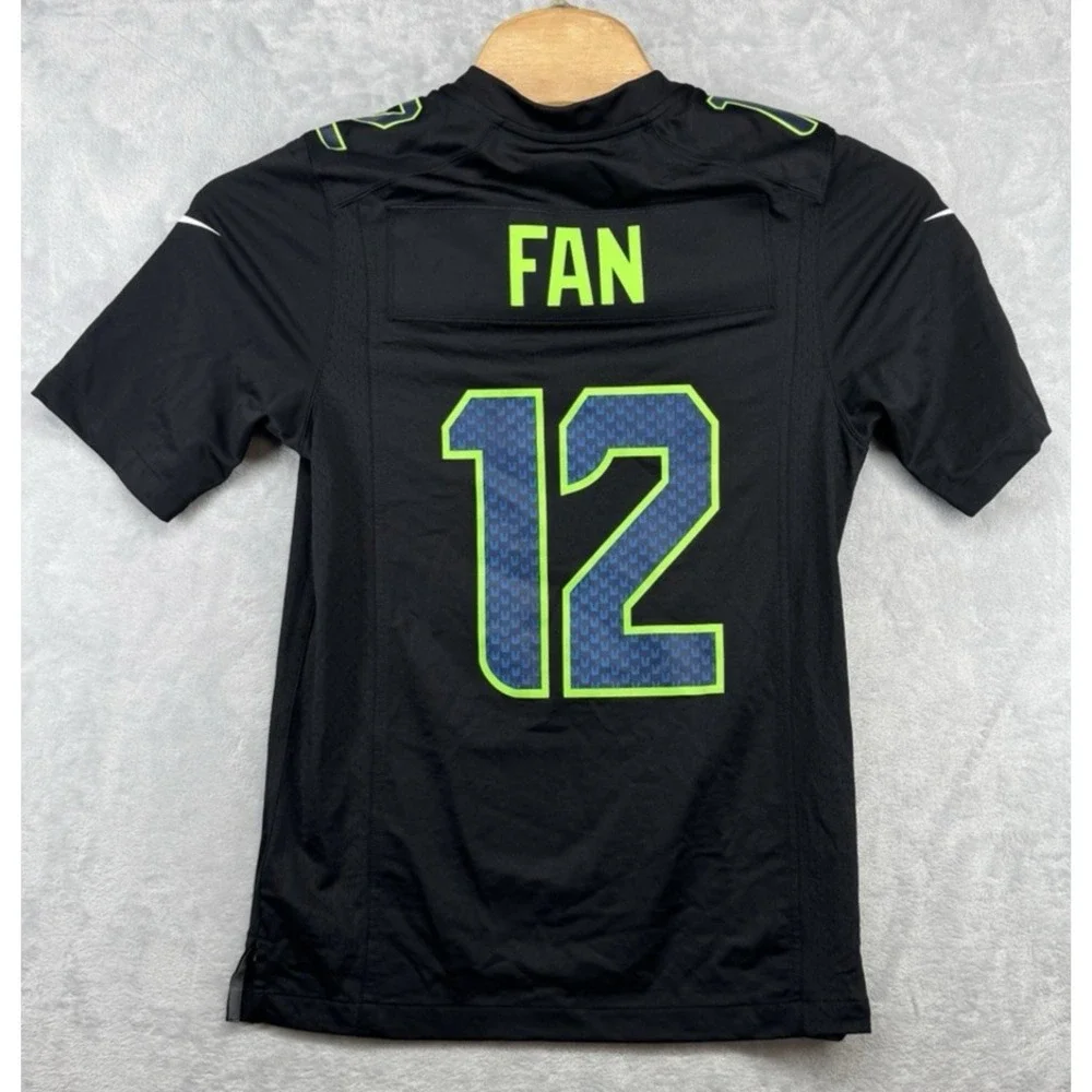Seattle Seahawks 12th Fan Man Super Bowl LIX Patch Jersey #12 Black Men's S